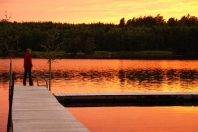 Camping in Zweden: zonsondergang